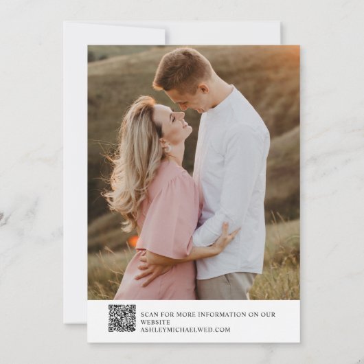 QR Code Modern Elegant Script 2 foto bruiloft Save The Date (Achterkant)