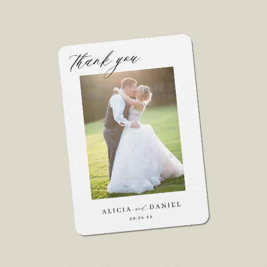 QR CODE modern elegant script foto bruiloft Bedankkaart