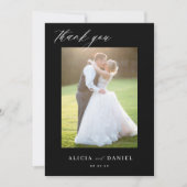 QR CODE modern elegant script foto zwarte bruiloft Bedankkaart (Voorkant)