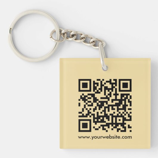 QR Code Modern Elegant Vierkant Enkelzijdig Goud Sleutelhanger (voorkant)
