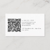 QR Code Modern Elegant & Vrouwelijk Initiaal Monog Visitekaartje (Achterkant)