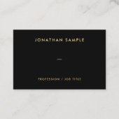 QR Code Modern Elegant Zwart Goud Tekst Europees Visitekaartje (Voorkant)