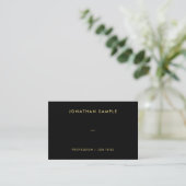 QR Code Modern Elegant Zwart Goud Tekst Europees Visitekaartje (Staand voorkant)