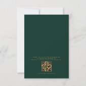 QR Code Modern Emerald Green Minimal Leaf Wedding Kaart (Achterkant)