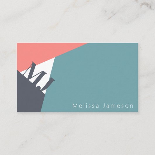 QR-code | modern geometrisch minimalistisch monogr Visitekaartje (Voorkant)