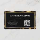 QR-code Modern Gold Black en White marble Visitekaartje (Achterkant)