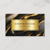 QR-code Modern Gold Black en White marble Visitekaartje (Voorkant)