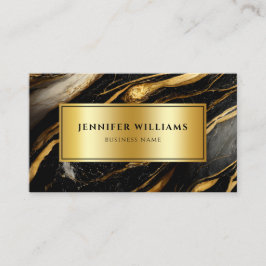 QR-code Modern Gold Black en White marble Visitekaartje