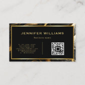 QR-code Modern Gold Black en White marble Visitekaartje (Achterkant)