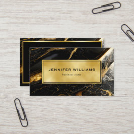 QR-code Modern Gold Black en White marble Visitekaartje
