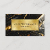 QR-code Modern Gold Black en White marble Visitekaartje (Voorkant)