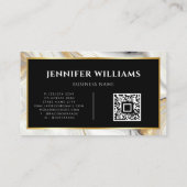 QR-code Modern Gold White marmer Elegant Visitekaartje (Achterkant)