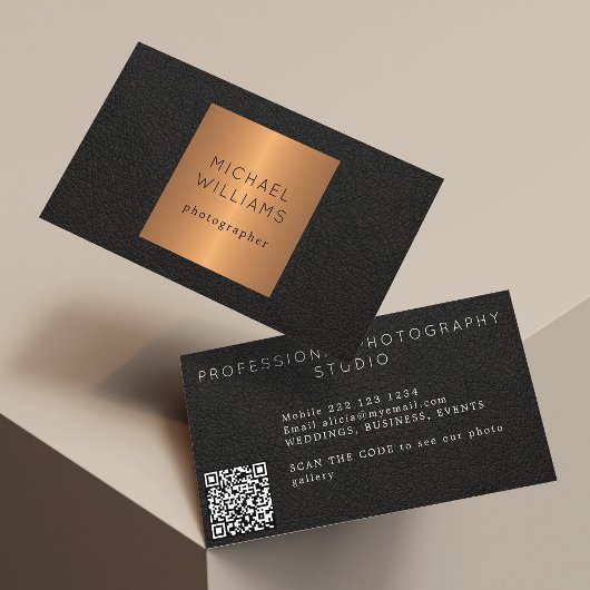 QR CODE modern goud zwart luxe professionele profe Visitekaartje