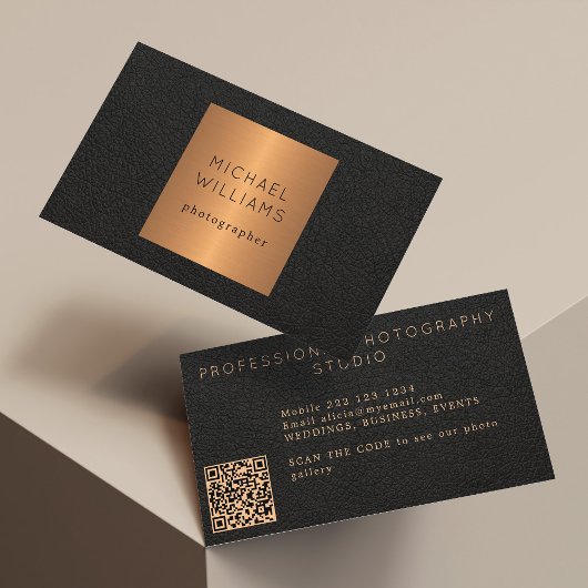 QR CODE modern goud zwart luxe professionele profe Visitekaartje