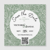 QR-code Modern Green Floral bruiloft (Voorkant)