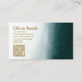QR Code Modern Groene Marmer Creatief Directeur Visitekaartje (Achterkant)