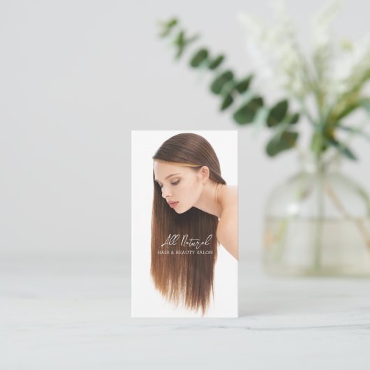 QR Code Modern Haar & Beauty Stylist Salon Foto Visitekaartje (Staand voorkant)