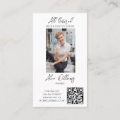 QR Code Modern Haar & Beauty Stylist Salon Foto Visitekaartje (Achterkant)