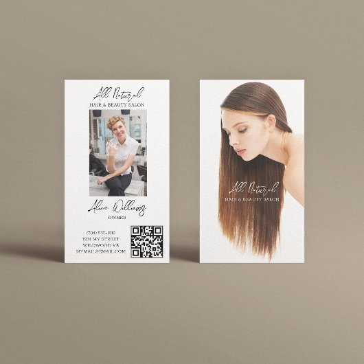 QR Code Modern Haar & Beauty Stylist Salon Foto Visitekaartje