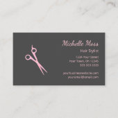 QR-code Modern Hair Stylist Gray Roze schaar Visitekaartje (Voorkant)