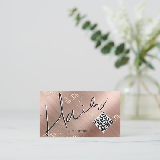 QR Code Modern Hair Stylist Visitekaartje (Staand voorkant)