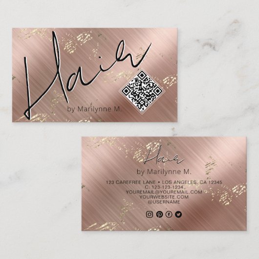 QR Code Modern Hair Stylist Visitekaartje (Voorkant / Achterkant)