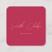 QR Code Modern Hot Pink & White Handwritten Script Vierkante Visitekaartje (Voorkant)