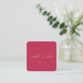 QR Code Modern Hot Pink & White Handwritten Script Vierkante Visitekaartje (Staand voorkant)