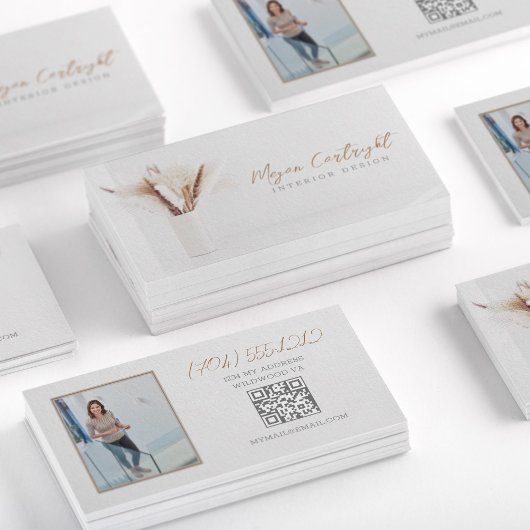 QR Code Modern Interieurontwerp Bloemen Natuur Fot Visitekaartje