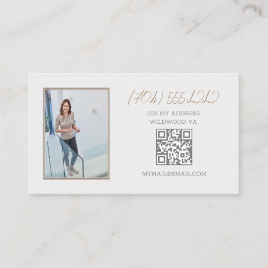 QR Code Modern Interieurontwerp Bloemen Natuur Fot Visitekaartje (Achterkant)