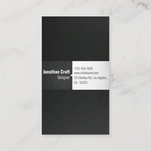 QR Code Modern Ivoor Mat Zwart Minimaal Verticaal Visitekaartje (Achterkant)