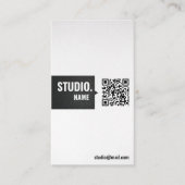 QR Code Modern Ivoor Mat Zwart Minimaal Verticaal Visitekaartje (Voorkant)