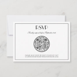 QR-code Modern legant Art Deco Wedding RSVP-kaart RSVP Kaartje
