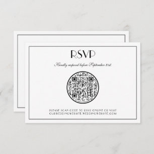 QR-code Modern legant Art Deco Wedding RSVP-kaart RSVP Kaartje