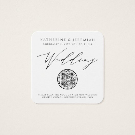 QR-code Modern legant Weddenschap Vierkante Visitekaartjes (Voorkant)