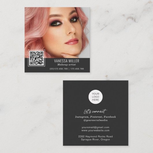 QR-code modern maakt kunstenaarsplein Busine Vierkante Visitekaartje (Voorkant / Achterkant)