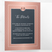 QR CODE modern marinegoudbruiloft voor roos Drieluik Aankondiging (Binnenzijde eerst)