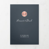 QR CODE modern marinegoudbruiloft voor roos Drieluik Aankondiging (Cover)