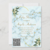QR Code Modern Marmer Baby shower Uitnodiging (Voorkant)