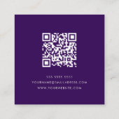 QR-code | Modern Minimaal Paars Notaris Vierkante Visitekaartje (Achterkant)