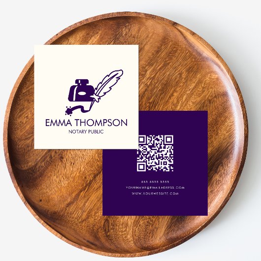 QR-code | Modern Minimaal Paars Notaris Vierkante Visitekaartje