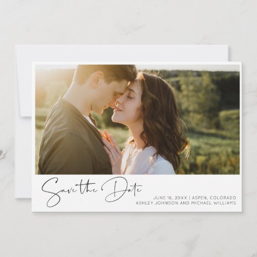 QR Code Modern Minimalist 2 foto Verloving Save The Date (Voorkant)