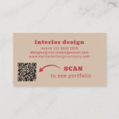 QR code modern minimalist bold typography red Visitekaartje (Achterkant)