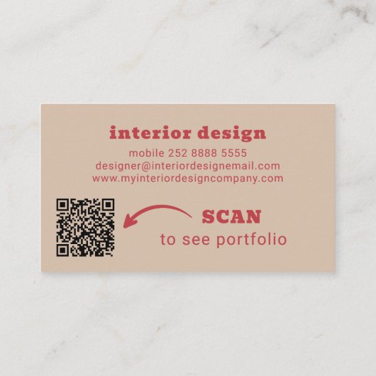 QR code modern minimalist bold typography red Visitekaartje (Achterkant)