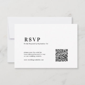  QR Code Modern Minimalist Bold Typography Wedding RSVP Kaartje