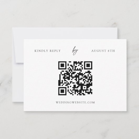 QR-code Modern Minimalist White Wedding RSVP-Kaart RSVP Kaartje (Voorkant)