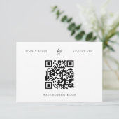 QR-code Modern Minimalist White Wedding RSVP-Kaart RSVP Kaartje (Staand voorkant)