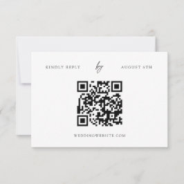 QR-code Modern Minimalist White Wedding RSVP-Kaart RSVP Kaartje