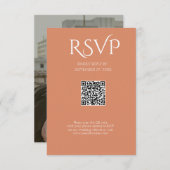 QR Code Modern Minimalistic Bright Copper Wedding RSVP Kaartje (Voorkant / Achterkant)