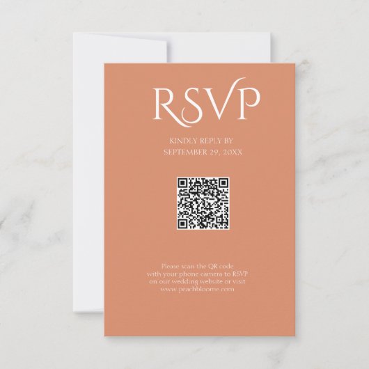 QR Code Modern Minimalistic Deep Copper Wedding RSVP Kaartje (Voorkant)